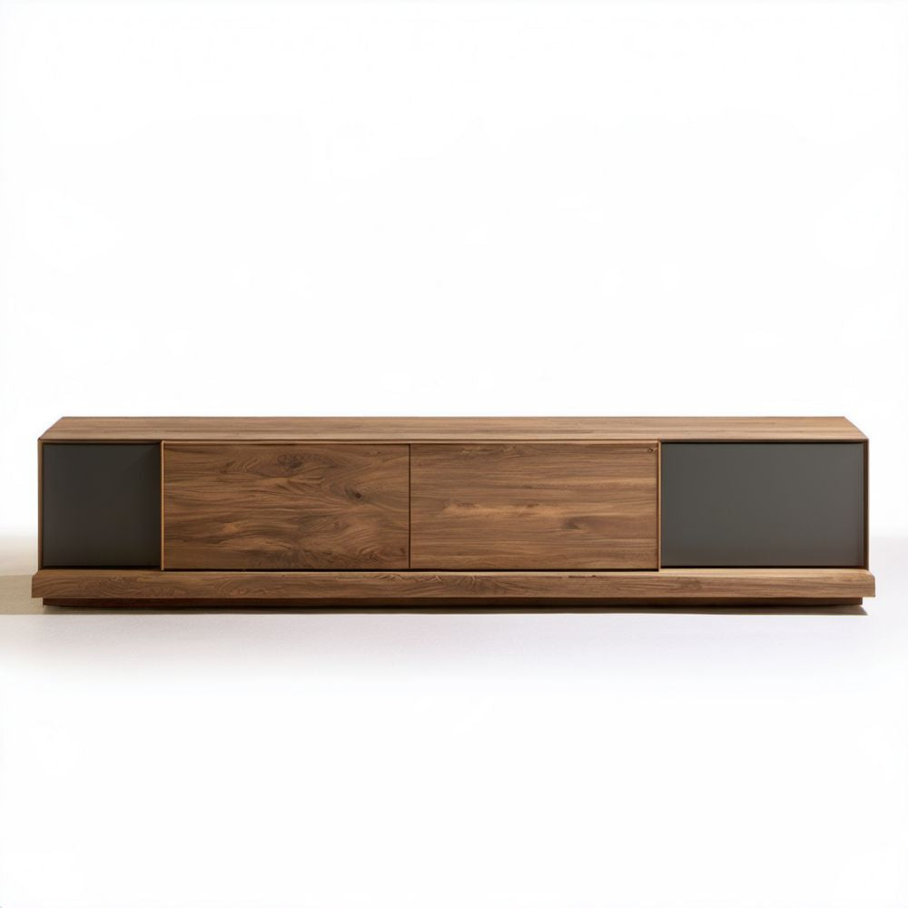 Prostokątna szafka RTV z płyty MDF, orzechowo-czarna, 200 x 45 x 45 cm