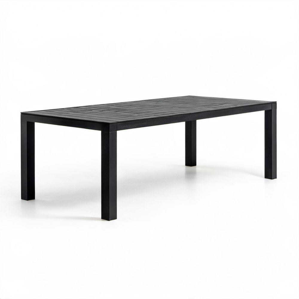 Prostokątny aluminiowy stół ogrodowy czarny 180 x 90 x 74 cm