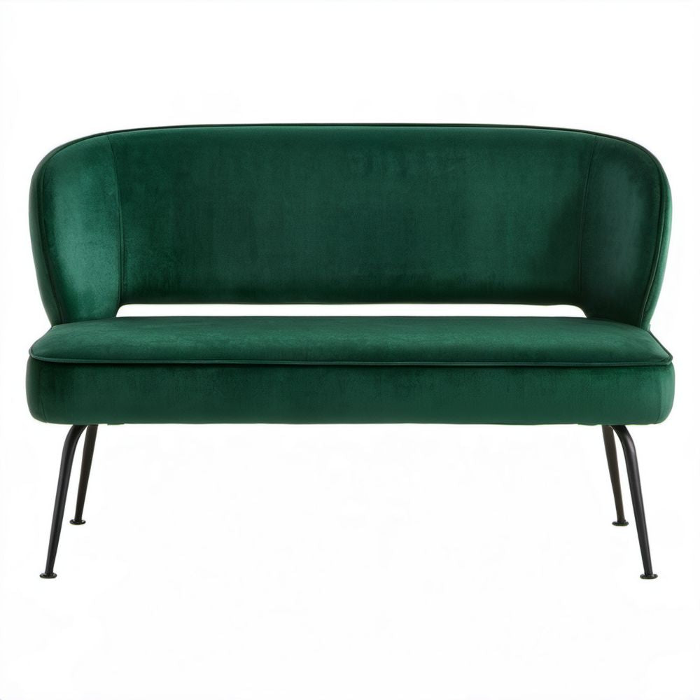 Sofa dwuosobowa zielona z tapicerką z aksamitu poliestrowego i metalowymi nogami 130 x 70 x 80 cm