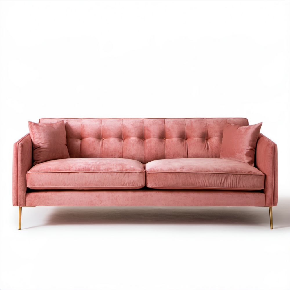3-osobowa sofa z aksamitu różowa ze złotymi nogami, 210 x 88 x 85 cm