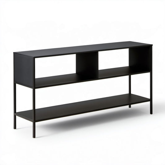 Czarna szafka RTV ze stali i płyty MDF 120 x 35 x 80 cm