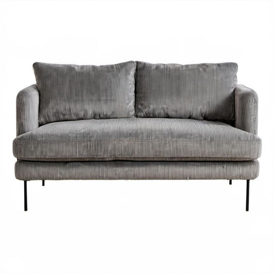 Szara dwuosobowa sofa sztruksowa z metalowymi nogami 150 x 85 x 82 cm
