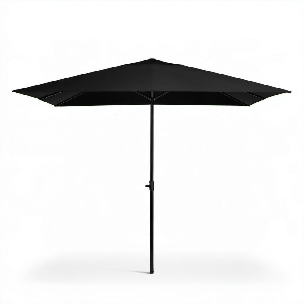 Kwadratowy parasol ogrodowy czarny z poliestru ze stalowym stelażem 300 x 300 x 250 cm