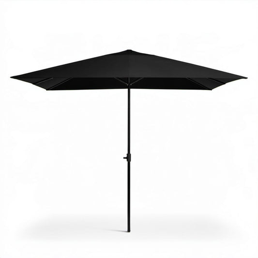 Kwadratowy parasol ogrodowy czarny z poliestru ze stalowym stelażem 300 x 300 x 250 cm