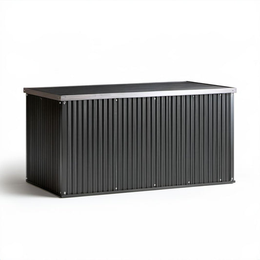 Prostokątna skrzynia ogrodowa ze stali i aluminium 132 x 64 x 72 cm czarno-srebrna