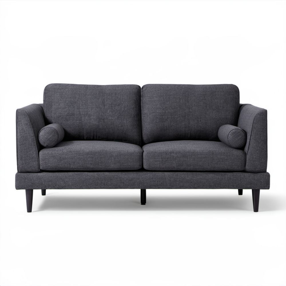 Grafitowa sofa dwuosobowa z tkaniny 160 x 82 x 84 cm