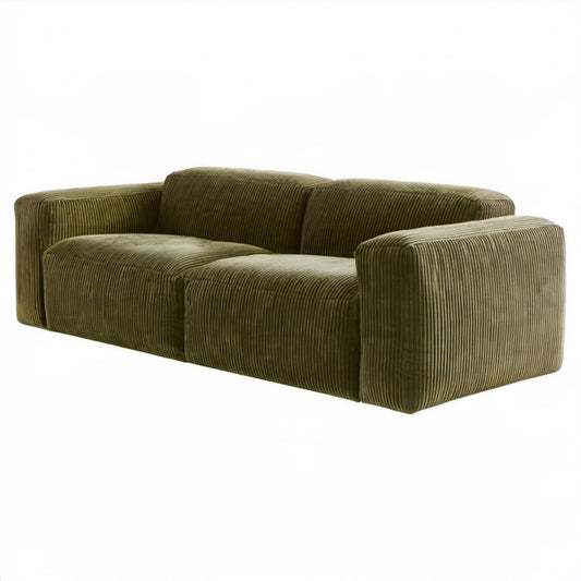 Oliwkowozielona sofa dwuosobowa ze sztruksu 180 x 90 x 70 cm