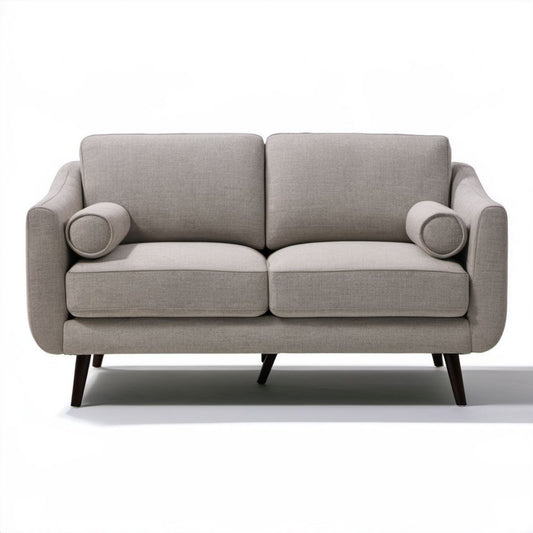 Dwuosobowa sofa z tapicerką poliestrową jasnoszara, 160 x 88 x 86 cm
