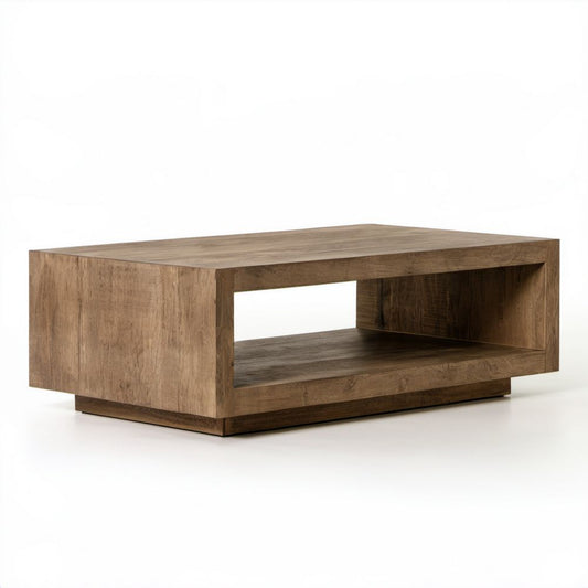 Brązowy stolik kawowy z laminowanej płyty MDF 100 x 60 x 40 cm z otwartą półką