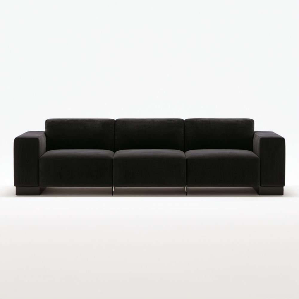 Trzyosobowa sofa z tkaniny, czarna, 230 x 95 x 85 cm