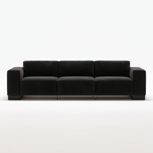 Trzyosobowa sofa z tkaniny, czarna, 230 x 95 x 85 cm