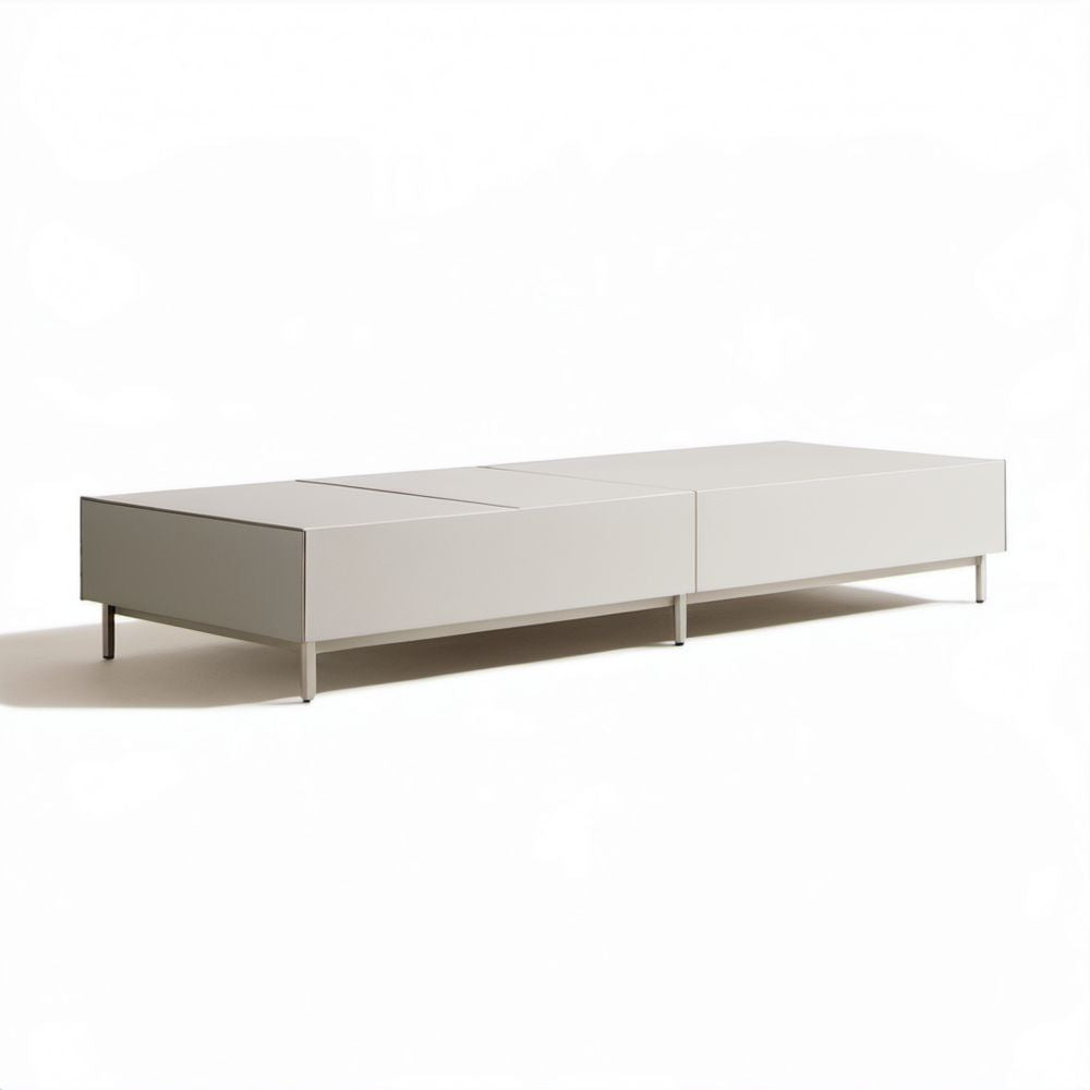 Zestaw 2 prostokątnych stolików kawowych biały MDF i stal 140 × 70 × 35 cm oraz 100 × 70 × 30 cm