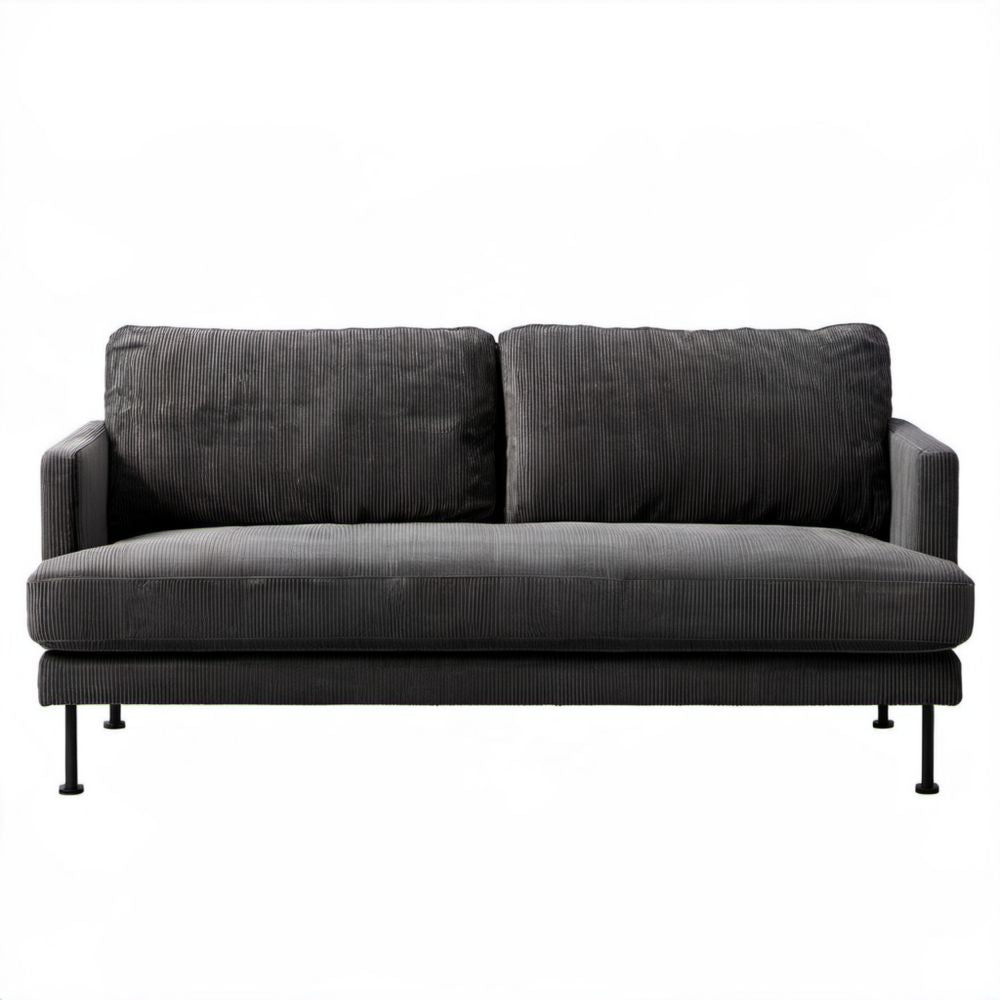 Dwuosobowa sofa grafitowa z tkaniny sztruksowej 160 x 82 x 78 cm
