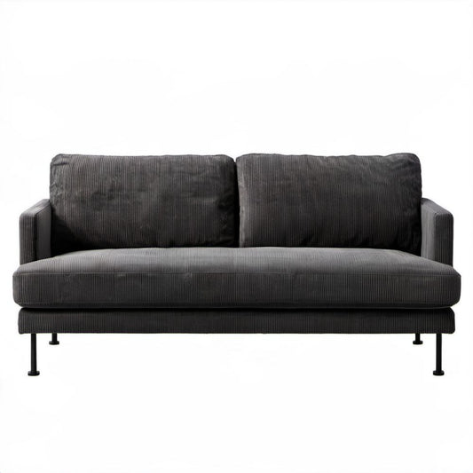 Dwuosobowa sofa grafitowa z tkaniny sztruksowej 160 x 82 x 78 cm