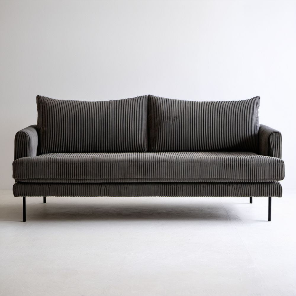 Sofa 2-osobowa szara z tapicerką sztruksową 170 x 88 x 82 cm