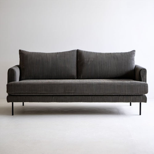 Sofa 2-osobowa szara z tapicerką sztruksową 170 x 88 x 82 cm