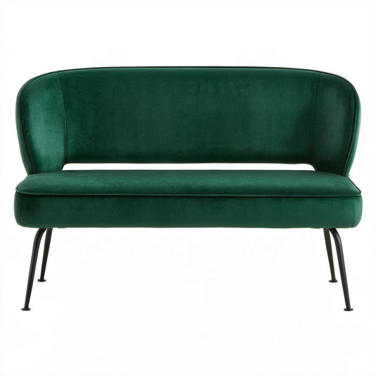 Sofa dwuosobowa zielona z tapicerką z aksamitu poliestrowego i metalowymi nogami 130 x 70 x 80 cm