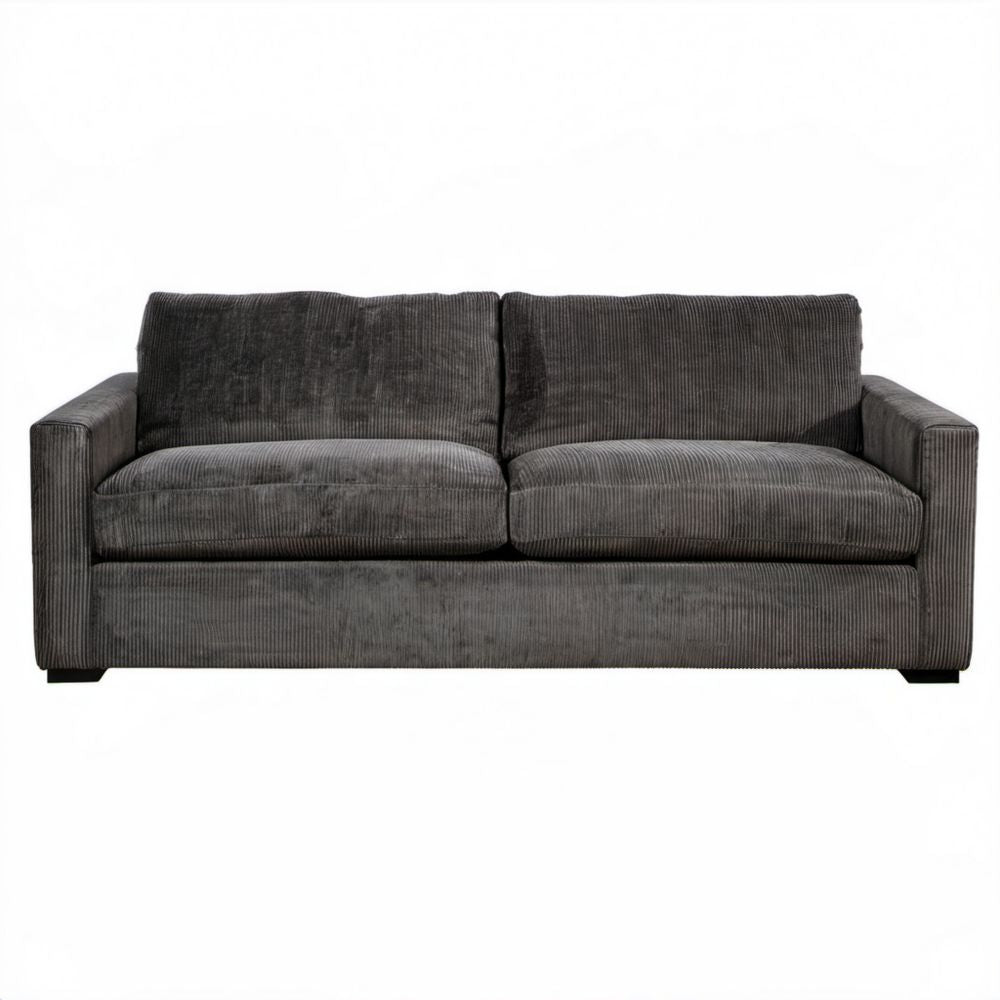 Sofa dwuosobowa ciemnoszara z poliestrowego sztruksu 180 x 90 x 85 cm