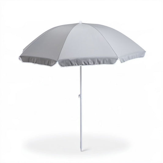 Okrągły parasol ogrodowy z poliestru, srebrny, Ø 200 cm, wysokość 210 cm