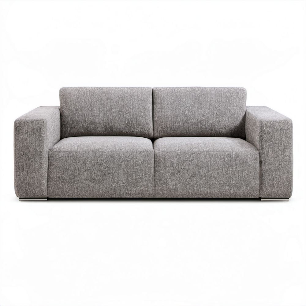 Szara sofa dwuosobowa z tapicerką poliestrową 190 x 90 x 85 cm