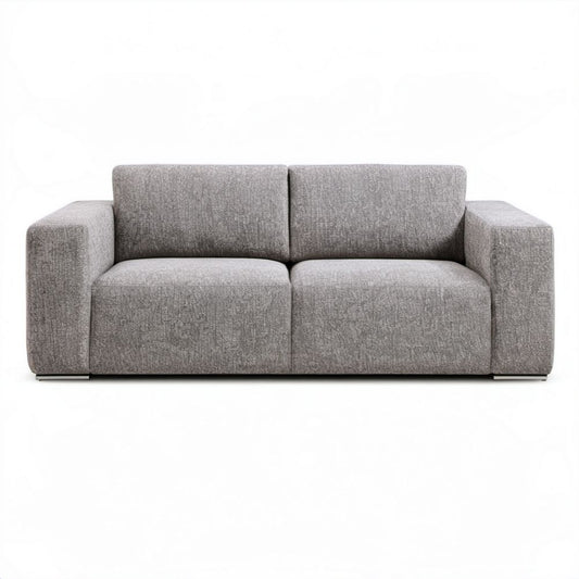 Szara sofa dwuosobowa z tapicerką poliestrową 190 x 90 x 85 cm