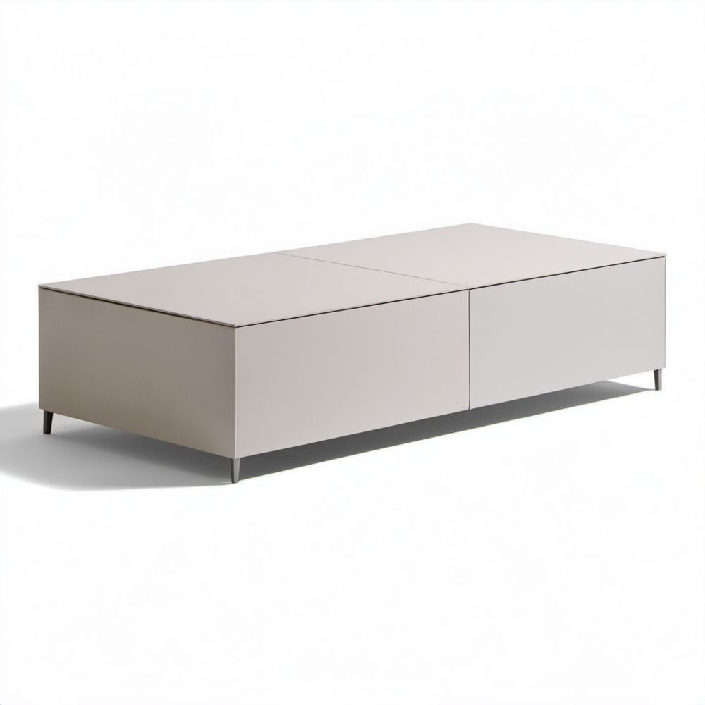 Beżowy stolik kawowy z lakierowanej płyty MDF, 120 × 60 × 35 cm