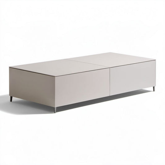 Beżowy stolik kawowy z lakierowanej płyty MDF, 120 × 60 × 35 cm